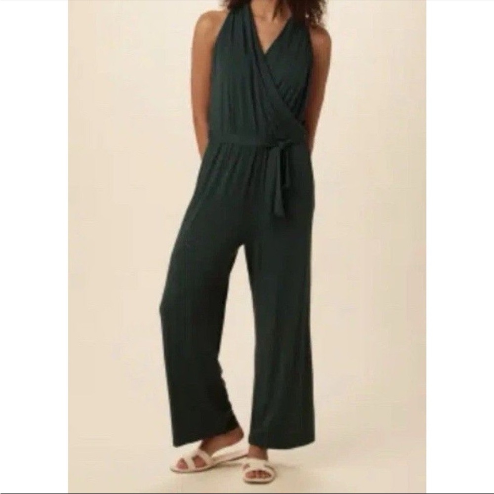NWT Amour Vert Black Agnes Dream Knit Surplice Jumpsuit